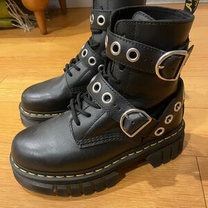 Black Combat Boots with Buckles